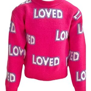Lola + The Boys Fuchsia 'Loved' Sweater Excellent Condition